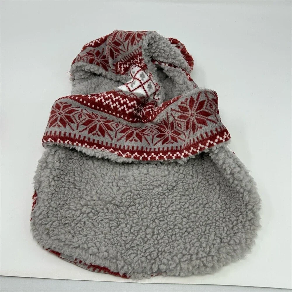 Berkshire Pet Collection Dog Hoodie Sweater Small Red Fair Isle Sherpa Small
